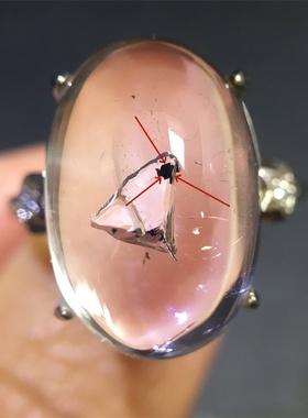 天然水晶活跃水胆流沙蛋面戒指