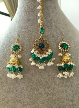 红色印度民族风印度舞演出耳环眉心坠项链首饰套装额饰旅拍头饰