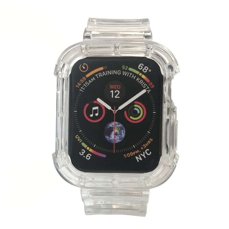 适用苹果手表10ultra2透明表带iWatch9876一体冰川防摔保护套运动