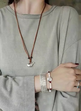 ensage同款编织筐酒壶小众景点系列游牧风长毛衣链