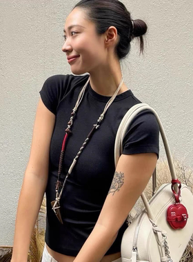 尚雯婕联名同款牛角手工编织项链小众设计感个性百搭休闲项链