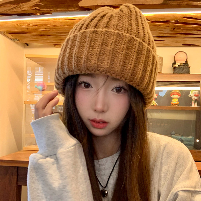 周给给 ins秋冬纯色针织毛线帽新款时尚保暖冷帽可爱少女帽小众 - 图2