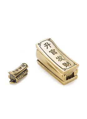 归心手工纯铜升官发财小棺材开盖