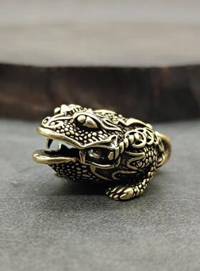 归心铜纯黄铜三足金蟾铃铛钥匙扣