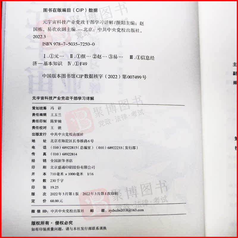 现货 2022新书 元宇宙科技产业党政干部学习详解 颜阳 主编 中共中央党校出版社9787503572500 党政读物正版书籍 - 图1