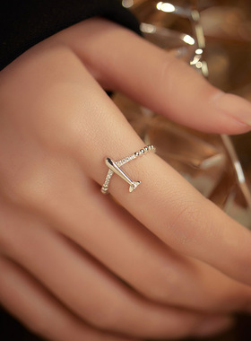 新款S925银欧美简约飞机戒指女个