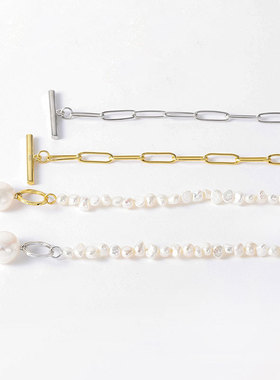 新款S925银韩版巴洛克淡水珍珠链