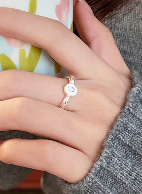 新款S925银日韩系图纹椭圆戒指女