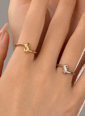 新款S925银韩版极简绳结戒指女小