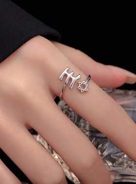 新款S925银百家姓戒指小众冷淡风