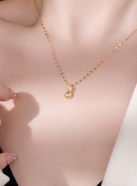 新款S925银幸运小福袋吊坠项链女