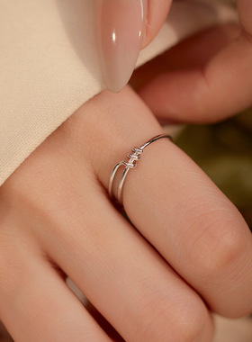 新款S925银简约小众线条缠绕戒指