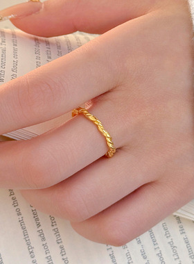 新款S925银网红ins麻花扭结戒指