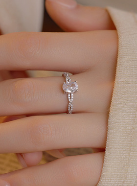 新款S925银轻奢风芭蕾鸽子蛋戒指