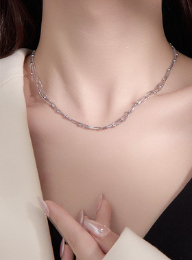 新款S925银三层叠戴圆珠项链女小
