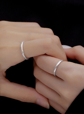 新款S925磨砂满天星戒指时尚简约