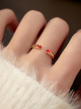新款S925银红色双葫芦戒指女个性