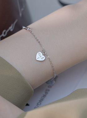 新款S925银极细镀K金别针爱心手