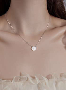新款S925银雏菊贝壳项链女清冷气