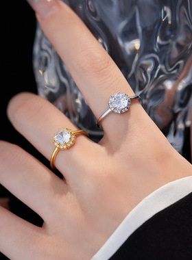 新款S925银轻奢闪锆石戒指女简约