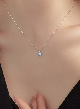 新款S925银恶魔之眼项链女复古蓝