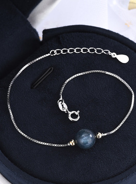 新款s925纯银水晶手链小清新草文