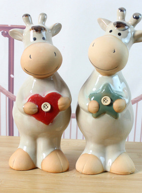 中式情侣鸡摆件吉祥物可爱陶瓷工艺品客厅柜子办公室桌面装饰品