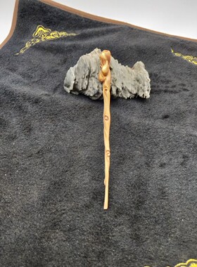 原创手工雕檀香葫芦仙杖发簪复古风道家简约修身名星同款元旦特惠