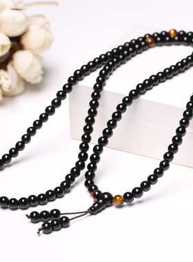 黑曜石十二生肖夜光多圈情侣手链