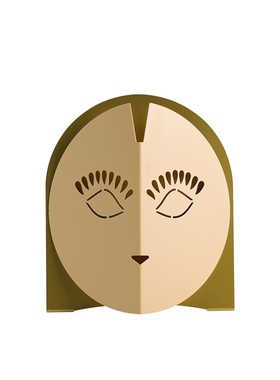 全新清仓处理极简几何抽象米色脸谱摆件样板房书房客厅饰品