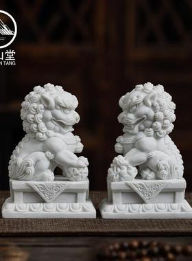 可爱石狮子一对中式喜狮摆件桌面装饰家用门口乔迁新居礼物