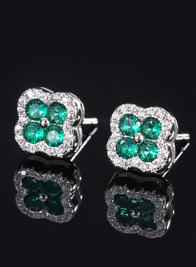 高含量合成宝石耳钉轻奢高级简约