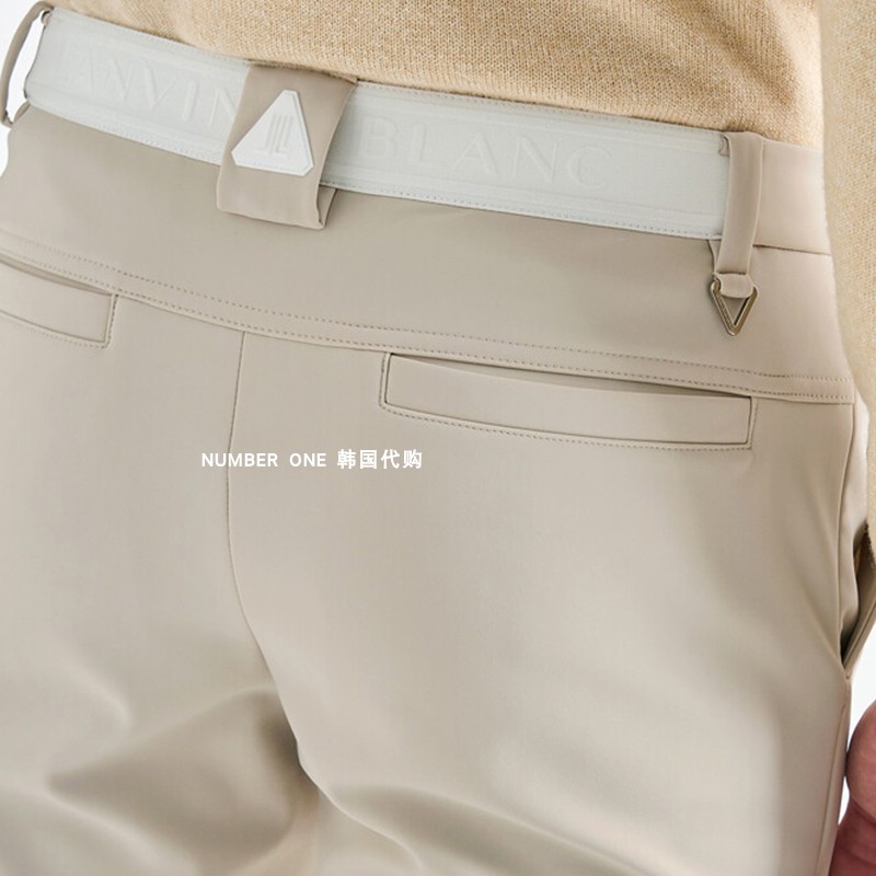 韩国代购高尔夫球服25年男冬纯色徽标侧口袋拉绒保暖直筒裤运动裤 - 图1
