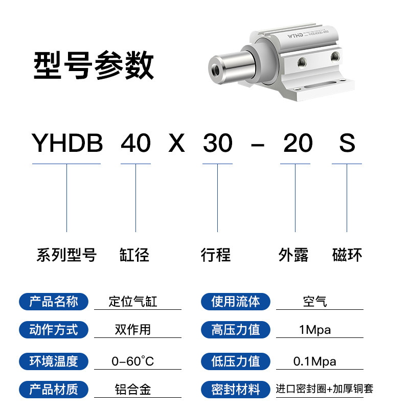 WTHD维腾鸿雕木工机械开料机飞机防尘定位气缸YHDB阻挡气缸大推力,淘宝优惠券,粉丝福利购,淘宝优惠卷