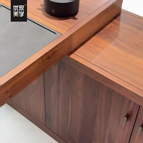 新中式实木茶桌椅组合禅意家具北美黑胡桃木办公室客厅家用泡茶桌 - 图2