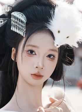 少数民族侗族步摇古装梳苗银