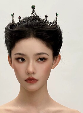林允同款黑色发箍皇冠发饰女复古宫廷风新娘头饰婚纱礼服配饰百搭