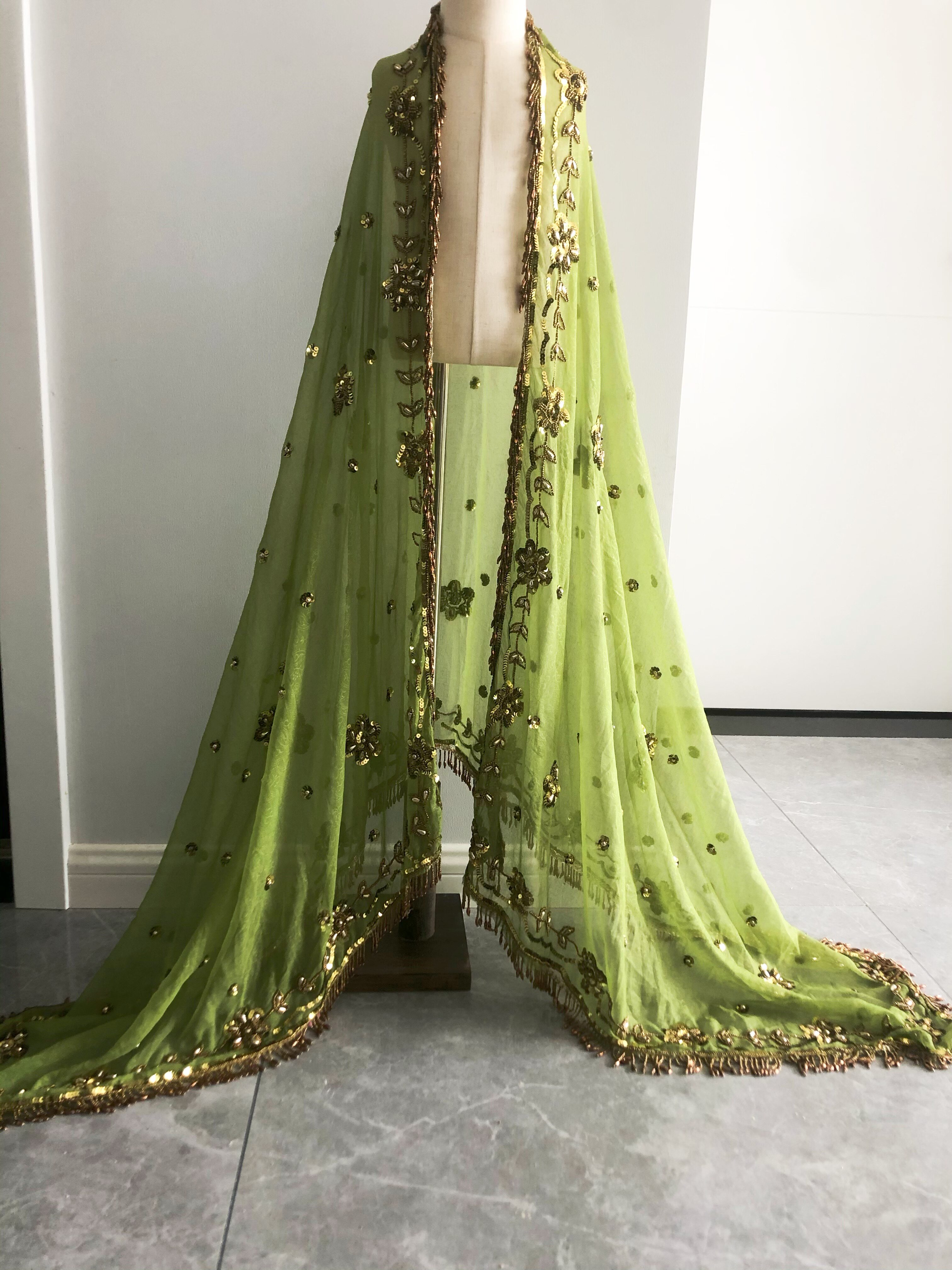 古装汉服披肩纱异域风情茉莉公主沙丽头纱印度尼泊尔纱丽写真拍照_虎窝淘
