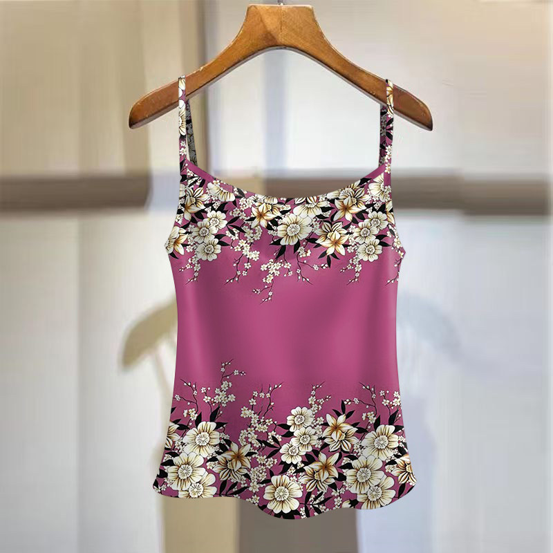 撞色背心女装2025印花新款夏季修身外穿显瘦无袖上衣吊带打底衫,淘宝优惠券,粉丝福利购,淘宝优惠卷