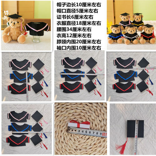 泰迪熊公仔毕业袍布娃娃玩偶学士服博士硕士服娃衣小熊毕业熊衣服 - 图2