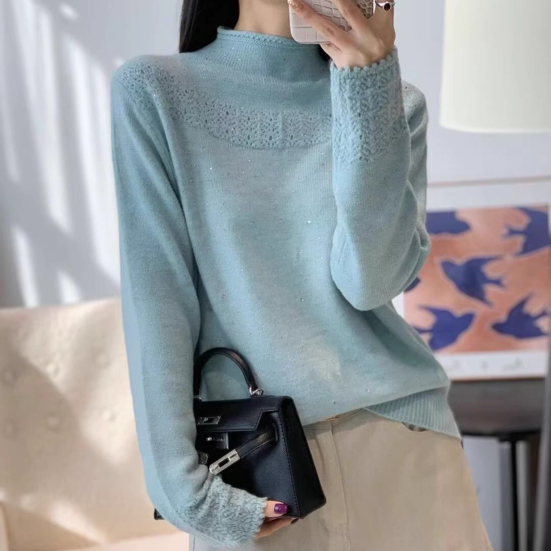 蜜熊绒烫砖半高领毛衣冬季款洋气百搭纯色毛衣针织衫女打底衫上衣,淘宝优惠券,粉丝福利购,淘宝优惠卷