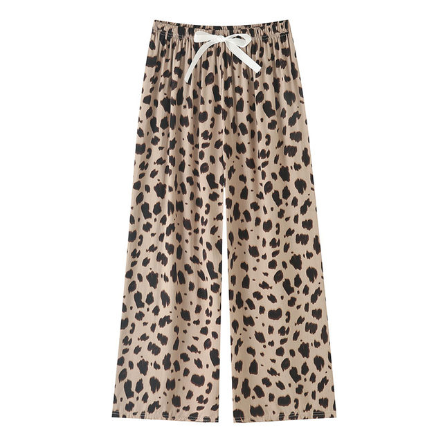 Wide-leg pants for women 2025 summer new cotton silk pajama pants breathable thin loose home skirt pants air conditioning trousers
