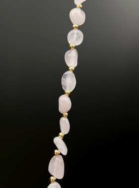 个性粉水晶60cm长链碧玺吊坠项链