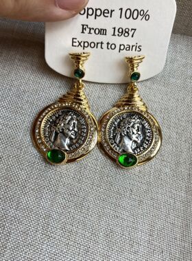 拜占庭古币耳坠耳饰人头像古币耳