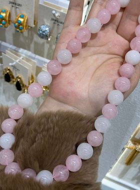 朱珠同款大颗粒霸气粉水晶项链搭