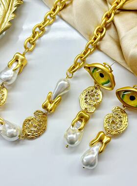 vintage法式金色鼻子嘴耳朵表情