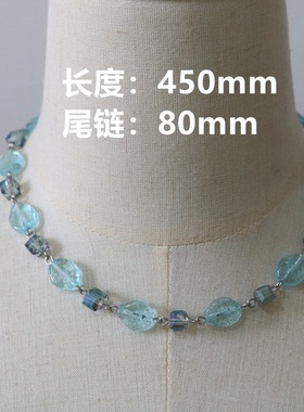 Vintage小众设计项链清新蓝色琉