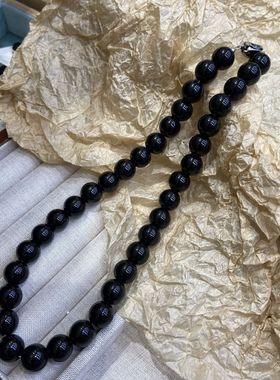 有潮无派琉璃12mm黑色琉璃项链