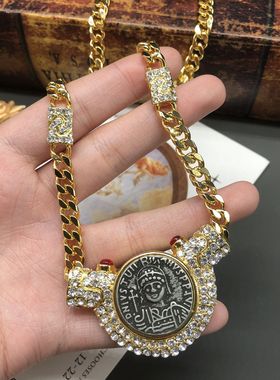 电镀真金气质百搭圆形头像项链小