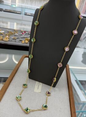 跨境天然水晶粉绿双面几何正方形